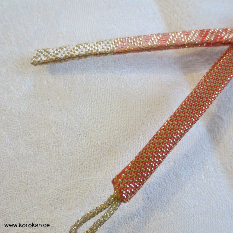 Saganishiki Haori Himo - Seide, rot gold
