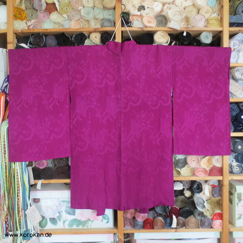 lila fuchsiafarbener Seidendamast Iro Furi Haori