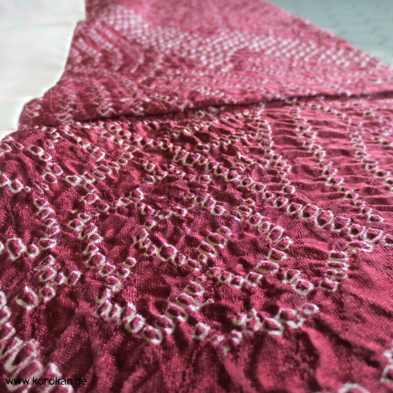 Full Shibori dunkelweinrote diagonal Streifen Haori Seiden Kimono Jacke