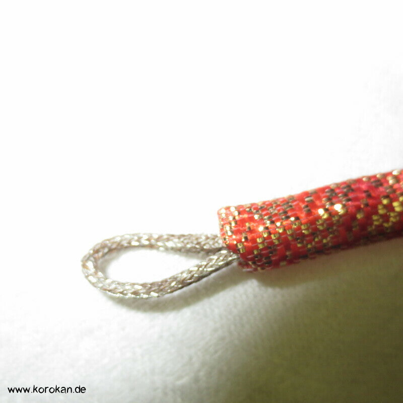 Saganishiki Haori Himo - Seide, rosa rot gold