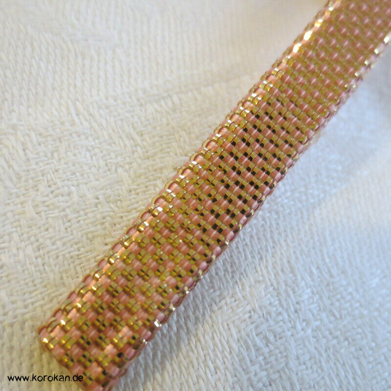 Saganishiki Haori Himo - Seide, rosa rot gold