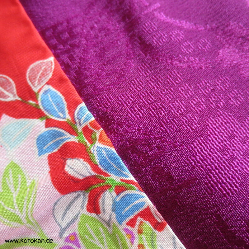 lila fuchsiafarbener Seidendamast Iro Furi Haori