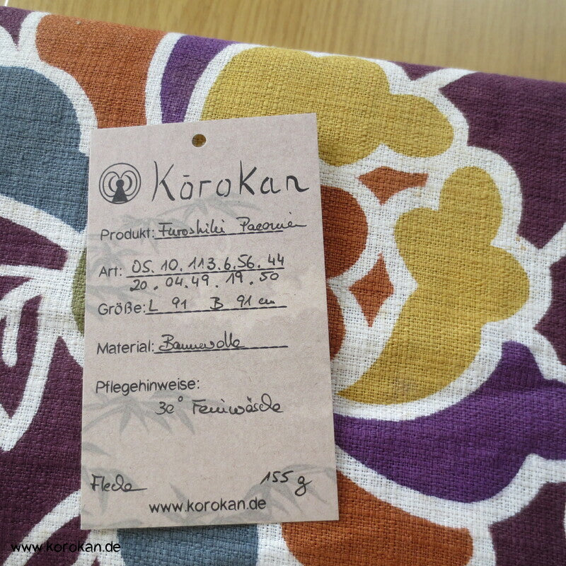 großes buntes grobgewebtes Furoshiki, Päonien, Baumwolle