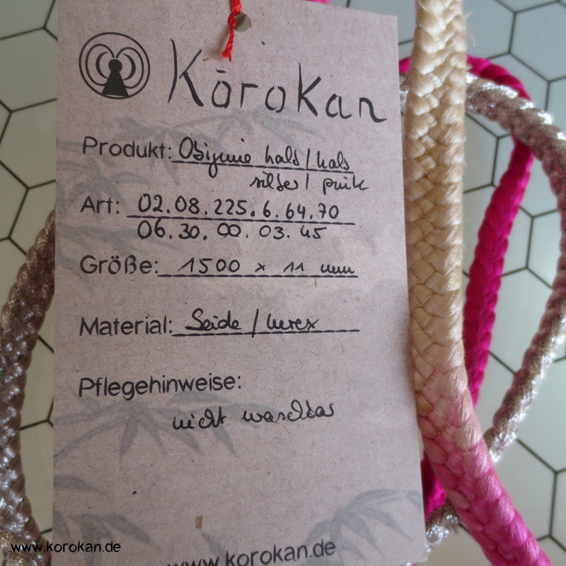 halb pink, halb silber Obijime, geflochten