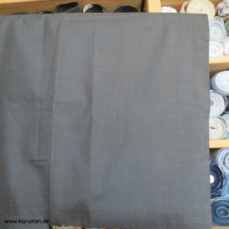 Kimono und Haori Set in blau schwarzer Kasuri Tsumugi Seide, große Welle