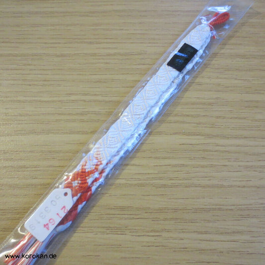 Haori Himo - Seide, orange - weiße Wellen