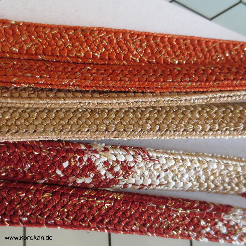 beige, braun, zimt, gold Obijime, geflochten