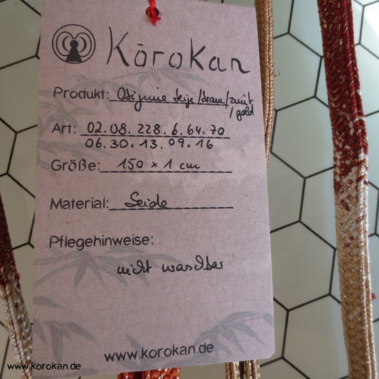 beige, braun, zimt, gold Obijime, geflochten