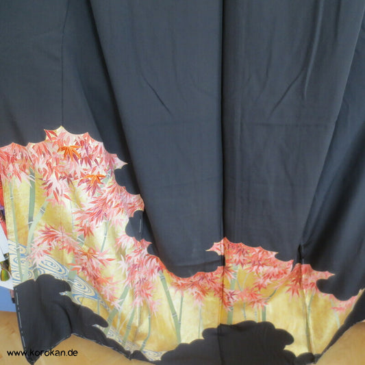 Tomesode, goldener Bambuswald Seiden Karieba