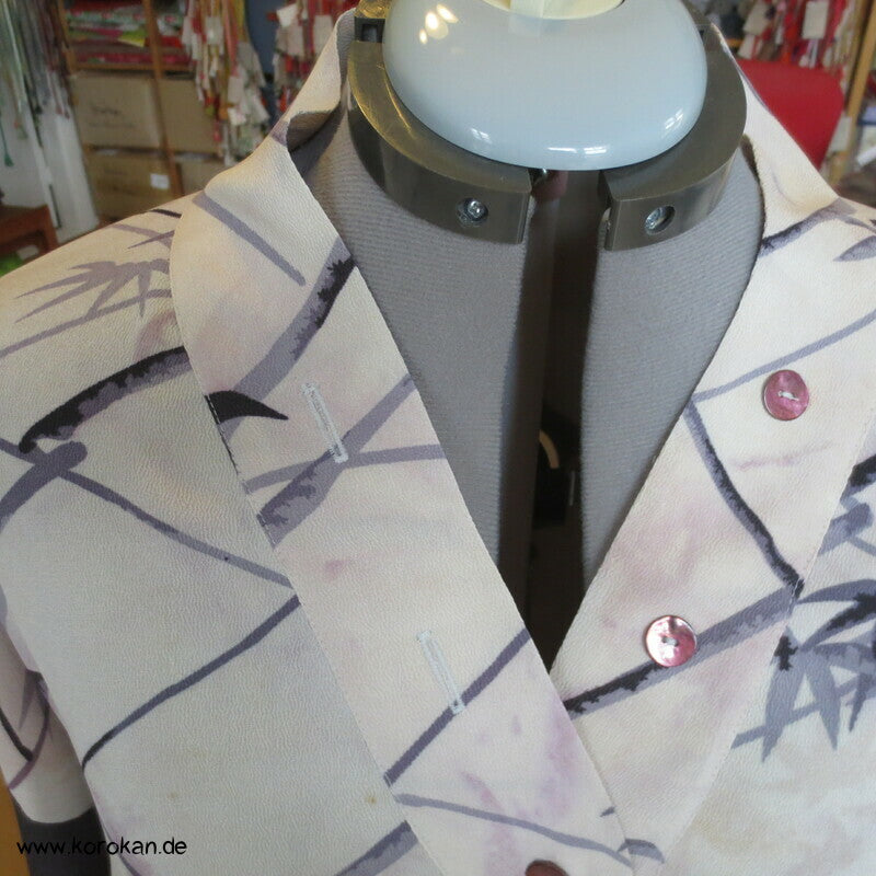 Pyjama Oberteil Upcycling aus Homongi Kimono, Rayon, Perlmuttknöpfe, Gr. xl