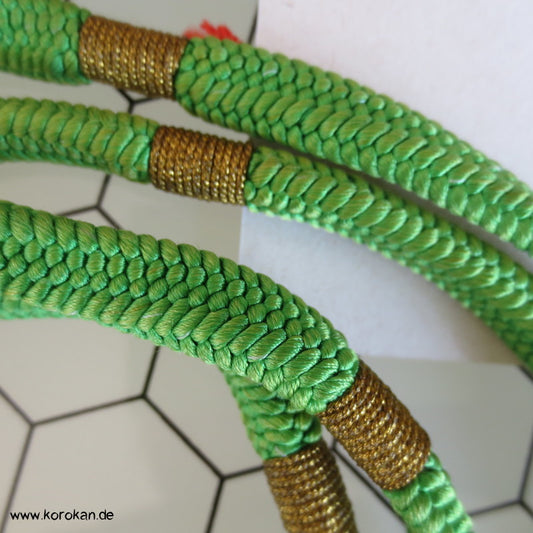 grüner Obijime, geflochten, goldene Troddeln
