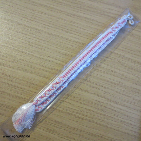 Haori Himo - Seide, rosa Streifen im Geflecht