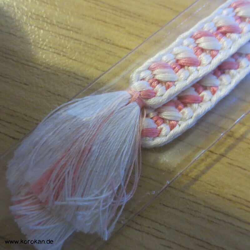 Haori Himo - Seide, rosa Streifen im Geflecht