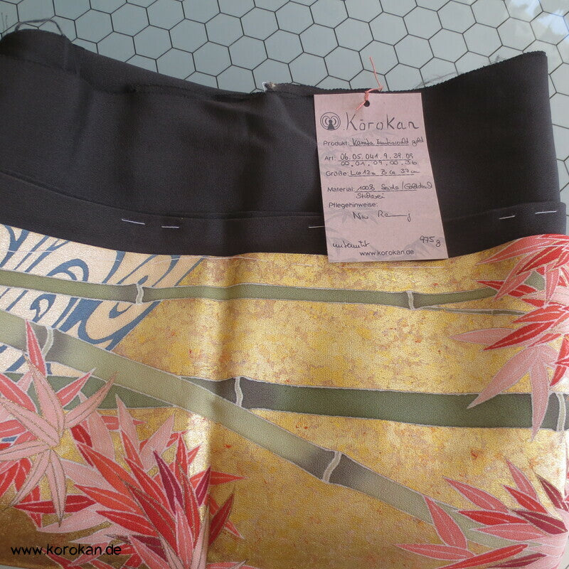 Tomesode, goldener Bambuswald Seiden Karieba