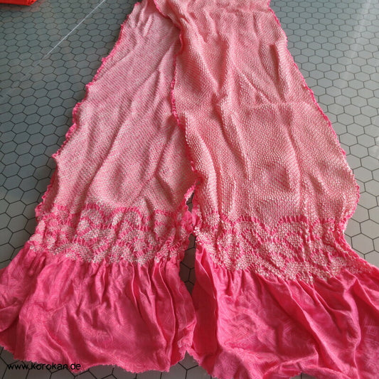 Shibori Segaiha, rosa, blassrosa großer Seiden Obiage