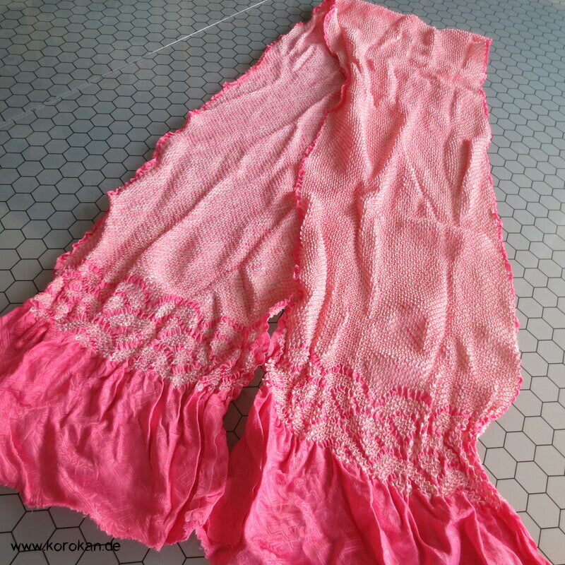 Shibori Segaiha, rosa, blassrosa großer Seiden Obiage