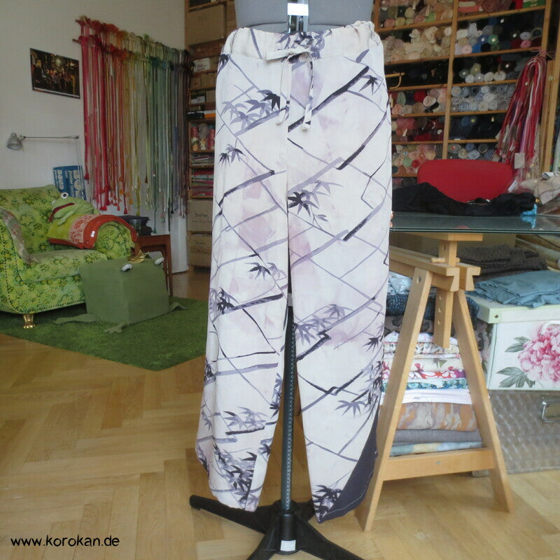 Pyjama Hose Upcycling aus Homongi Kimono, Rayon, Gr. L