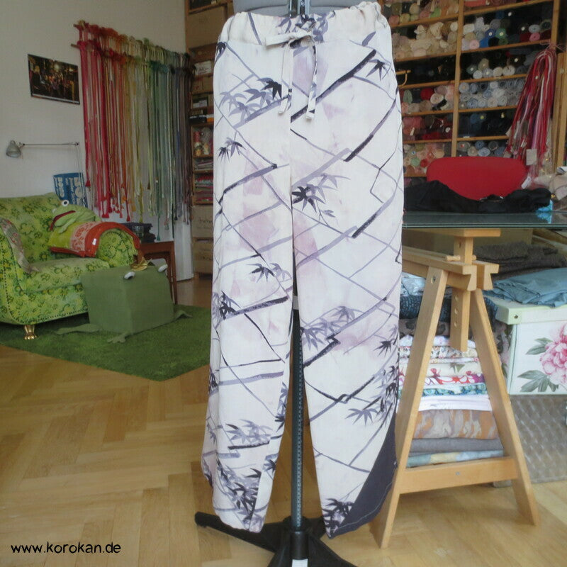 Pyjama Hose Upcycling aus Homongi Kimono, Rayon, Gr. L