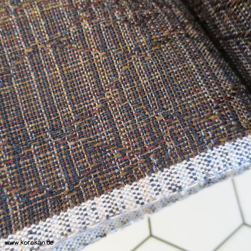 braun Strukturgewebe Wollstoff für Kimono Tanmono