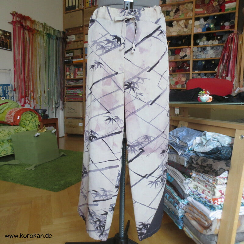 Pyjama Hose Upcycling aus Homongi Kimono, Rayon, Gr. L