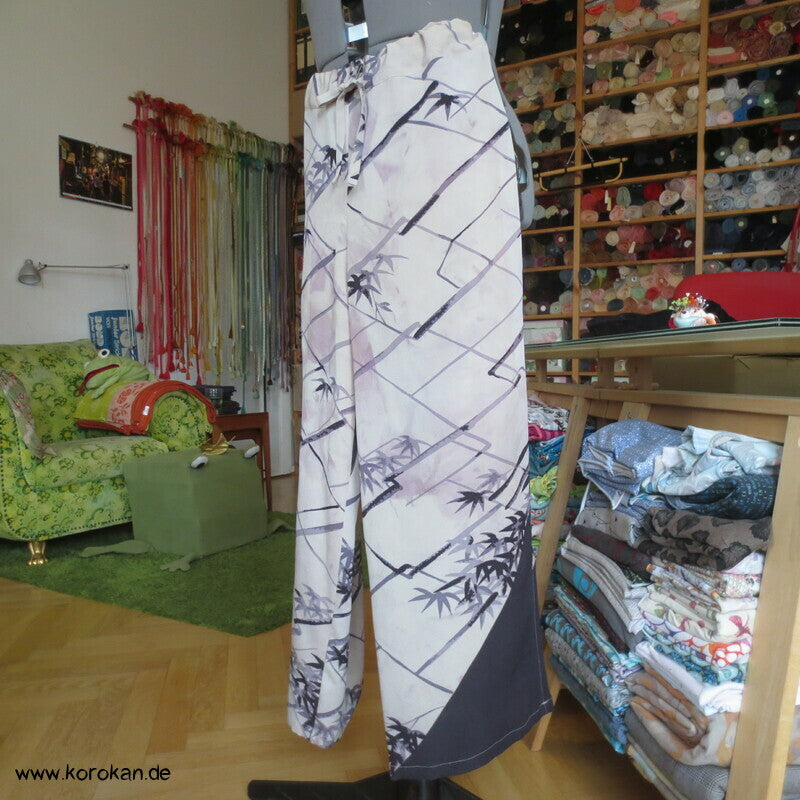 Pyjama Hose Upcycling aus Homongi Kimono, Rayon, Gr. L