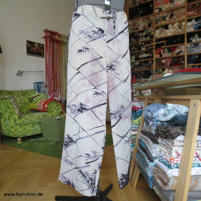 Pyjama Hose Upcycling aus Homongi Kimono, Rayon, Gr. L