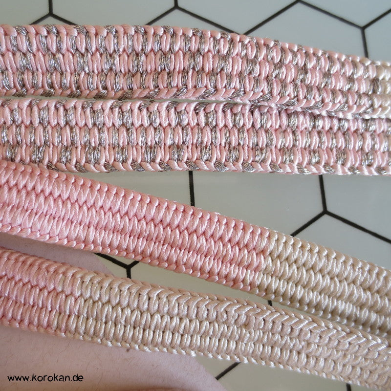 rosa - silber Obijime, geflochten