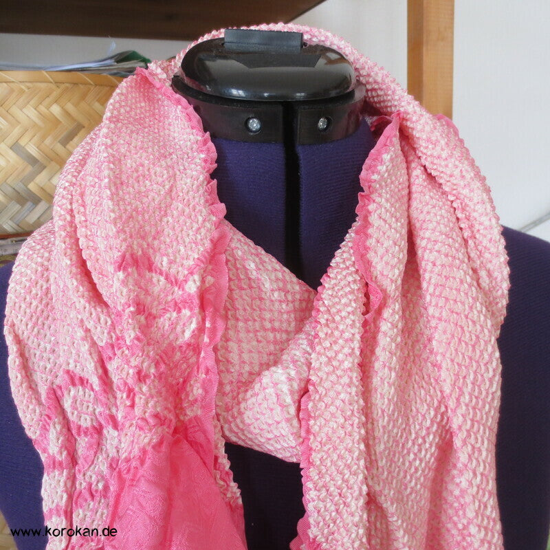 Shibori Segaiha, rosa, blassrosa großer Seiden Obiage