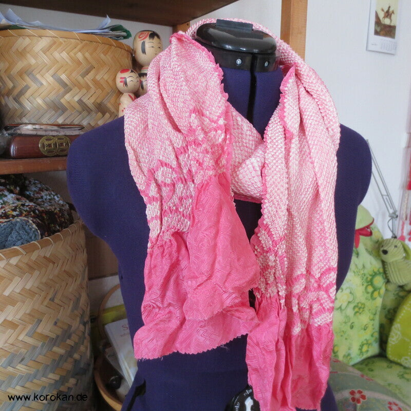 Shibori Segaiha, rosa, blassrosa großer Seiden Obiage
