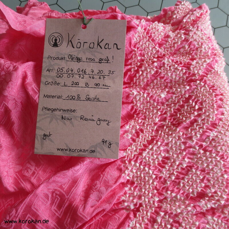 Shibori Segaiha, rosa, blassrosa großer Seiden Obiage
