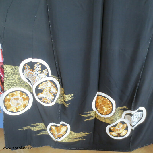 Tomesode, goldgestickte Mon Seiden Karieba