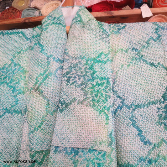 Full Shibori Seidendamast Blätternetz Komon Kimono