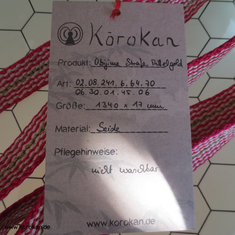 goldener Mittelstreifen Obijime, geflochten