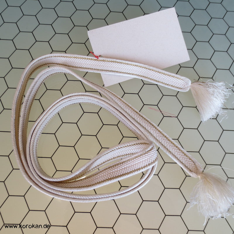 weiß mit goldenen Streifen Obijime, geflochten