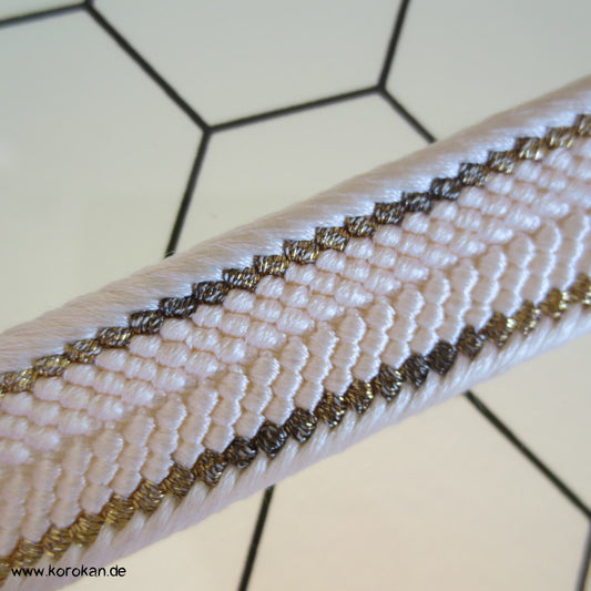 weiß mit goldenen Streifen Obijime, geflochten