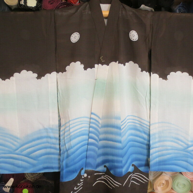 antiker Sommer Tauf Kimono für kleine Jungen, springender Koi