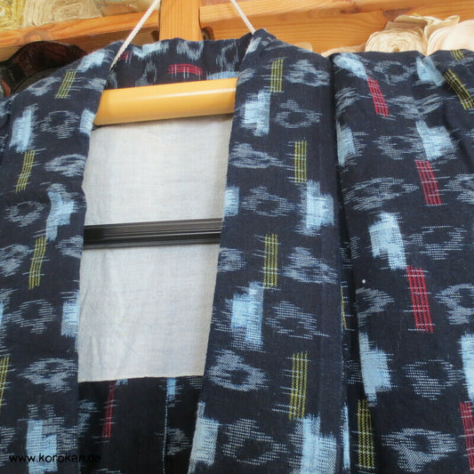 Kreise und Stäbe Kurume Kasuri Baumwolle Hitoe Kimono Arbeitsmantel
