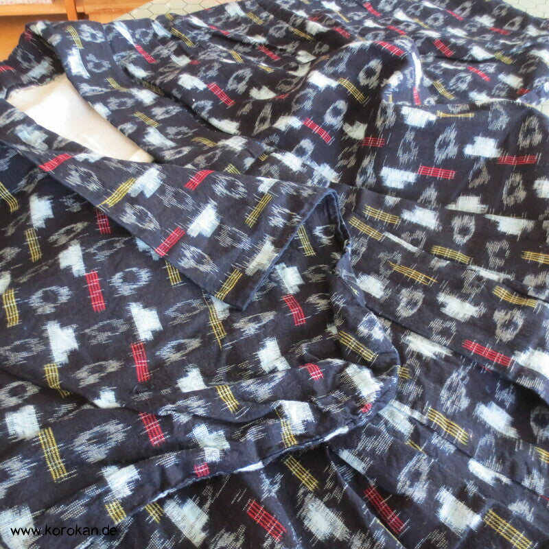 Kreise und Stäbe Kurume Kasuri Baumwolle Hitoe Kimono Arbeitsmantel