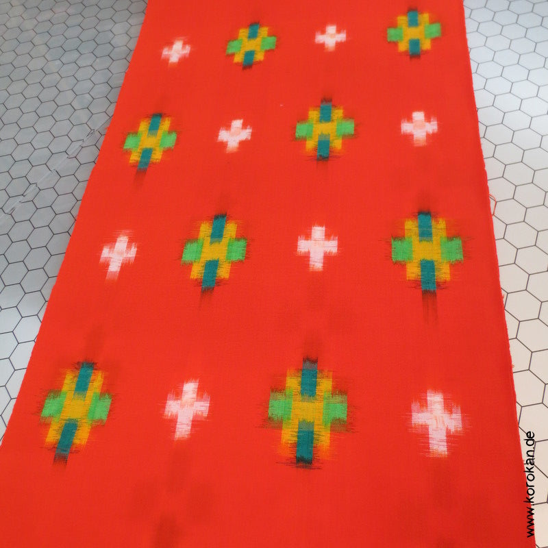 oranges Kasuri bunte Kreuze riesige Rolle Wollstoff für Haori - Kimono Set Tanmono