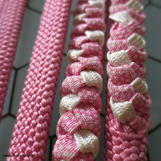 rosa weißer Obijime, Seide mit Chirimen Crepe Zopf