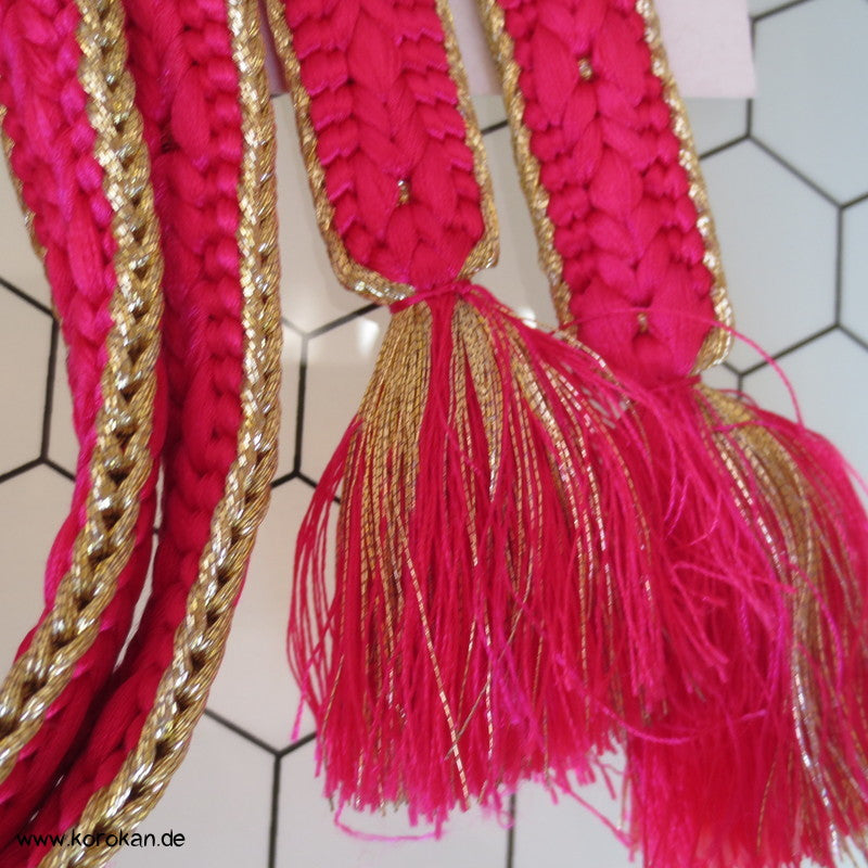 pink gold Streifen Obijime, geflochten