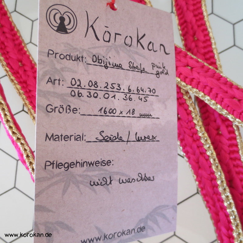 pink gold Streifen Obijime, geflochten