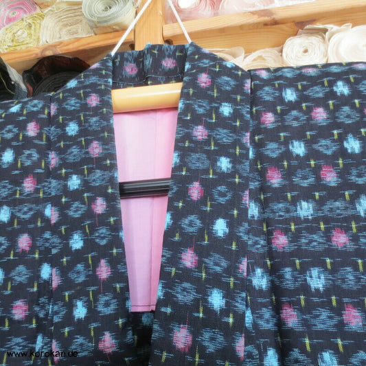 Kreise und Stäbe Kurume Kasuri Baumwolle Hitoe Kimono Boro Arbeitsmantel