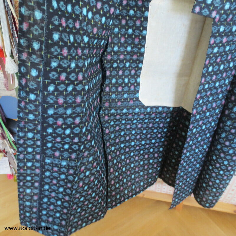 Kreise und Stäbe Kurume Kasuri Baumwolle Hitoe Kimono Boro Arbeitsmantel