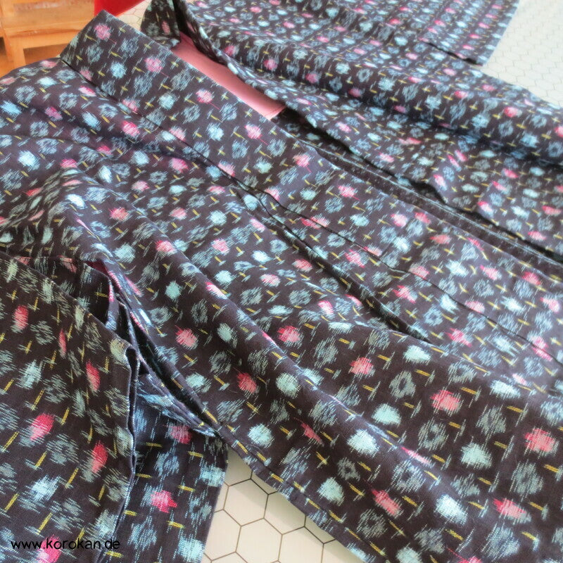 Kreise und Stäbe Kurume Kasuri Baumwolle Hitoe Kimono Boro Arbeitsmantel