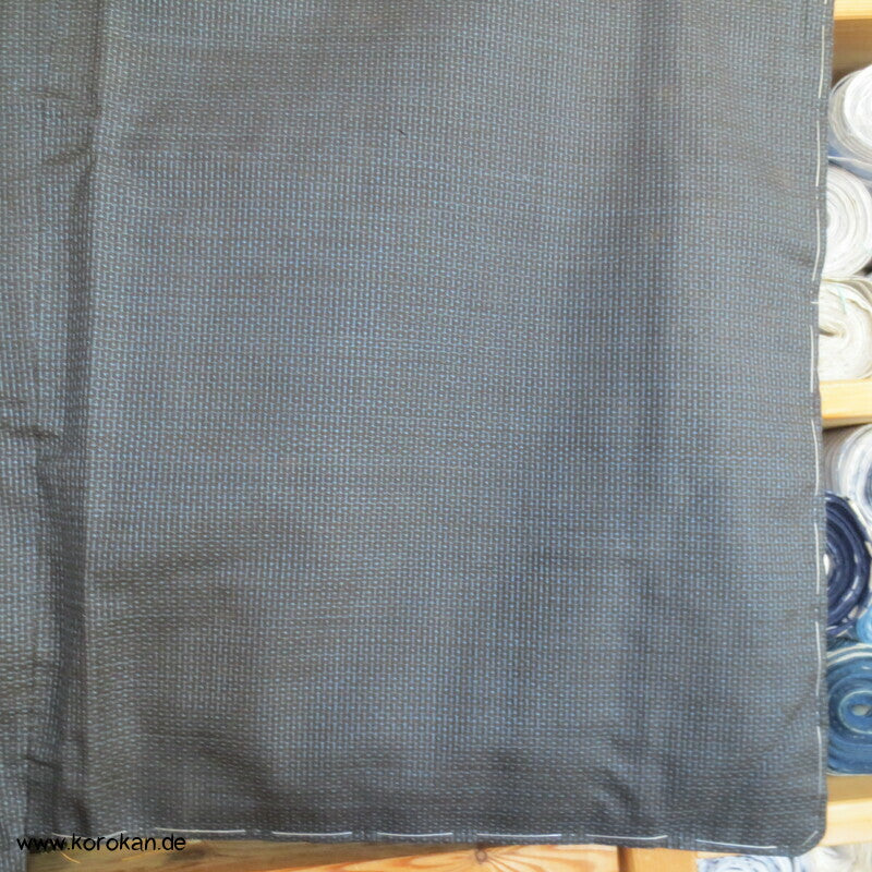 Kimono und Haori Set in blau schwarzer Kasuri Tsumugi Seide, kurz und breit