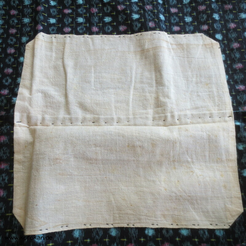 Kreise und Stäbe Kurume Kasuri Baumwolle Hitoe Kimono Boro Arbeitsmantel
