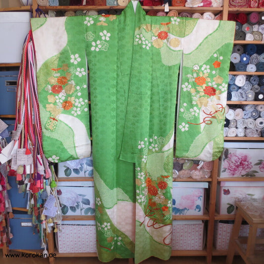 Golddruck und -stickerei Seidendamast Furisode Kimono