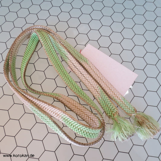 grün - weiß - silber Obijime, geflochten