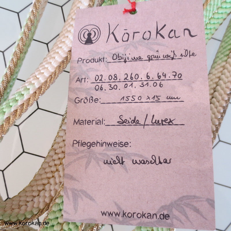 grün - weiß - silber Obijime, geflochten